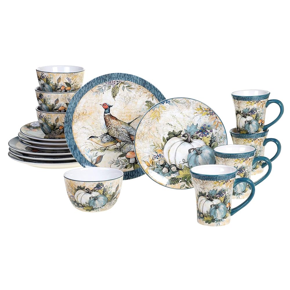 Harvest Gatherings 16-Piece Ceramic Dinnerware Set, Service